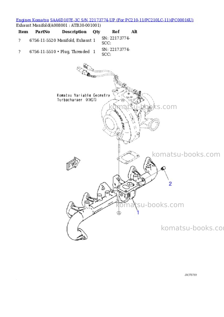 Komatsu saa6d107e-3c s/n 22173774-up for pc210-11/pc210lc-11 Parts catalog cover Page 7