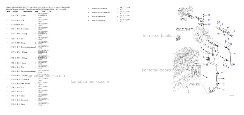 Komatsu saa6d107e-3c s/n 22173774-up for pc210-11/pc210lc-11 Parts catalog cover Page 9