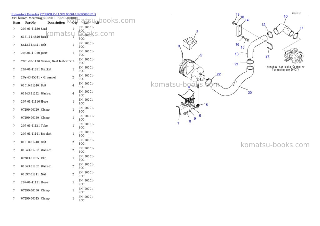 Komatsu pc360nlc-11 s/n 90001-up Parts catalog cover Page 2 Komatsu pc360nlc-11 s/n 90001-up Parts catalog cover Page 2