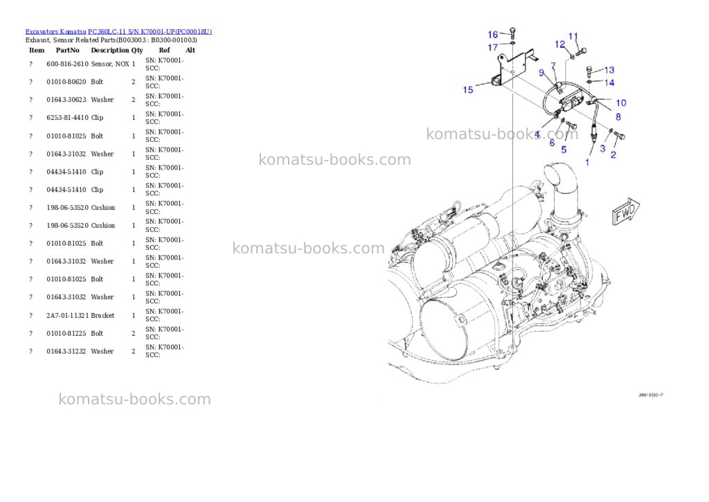 Komatsu pc360lc-11 s/n k70001-up Parts catalog cover Page 6 Komatsu pc360lc-11 s/n k70001-up Parts catalog cover Page 6