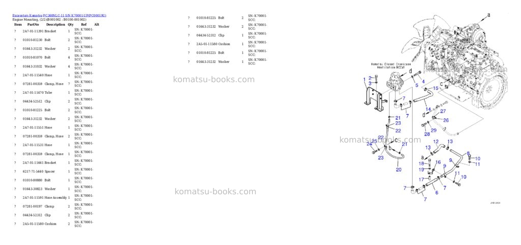 Komatsu pc360nlc-11 s/n k70001-up Parts catalog cover Komatsu pc360nlc-11 s/n k70001-up Parts catalog cover