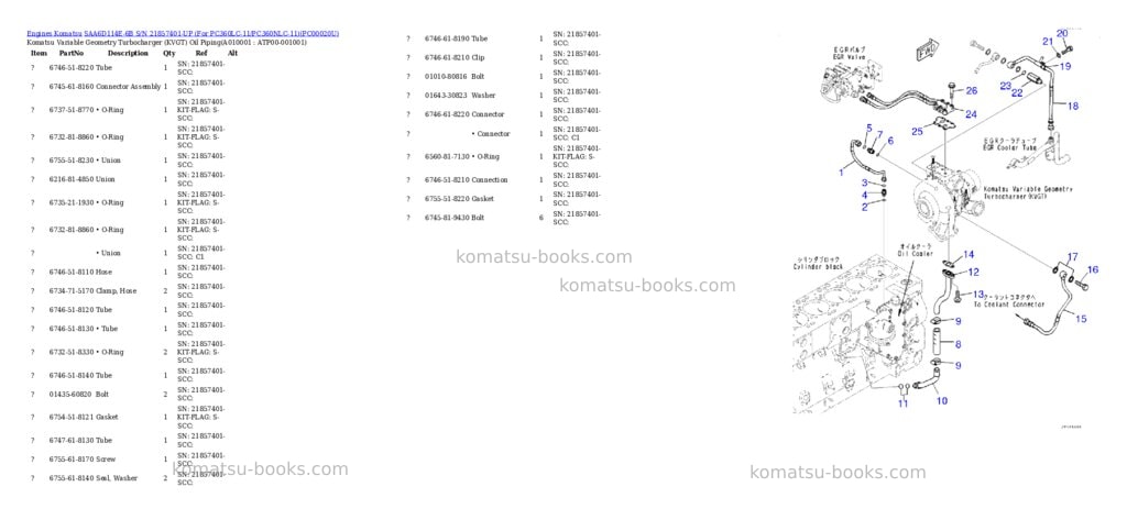 Komatsu saa6d114e-6b s/n 21857401-up for pc360lc-11/pc360nlc-11 Parts catalog cover Page 9