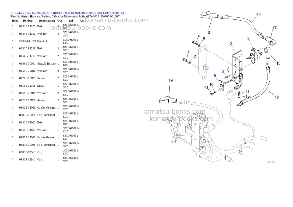 Komatsu pc490lc-10 high reach demolition s/n k60001-up Parts catalog cover Page 6 Komatsu pc490lc-10 high reach demolition s/n k60001-up Parts catalog cover Page 6