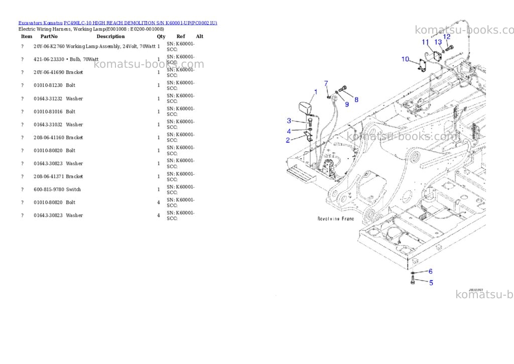 Komatsu pc490lc-10 high reach demolition s/n k60001-up Parts catalog cover Page 7 Komatsu pc490lc-10 high reach demolition s/n k60001-up Parts catalog cover Page 7