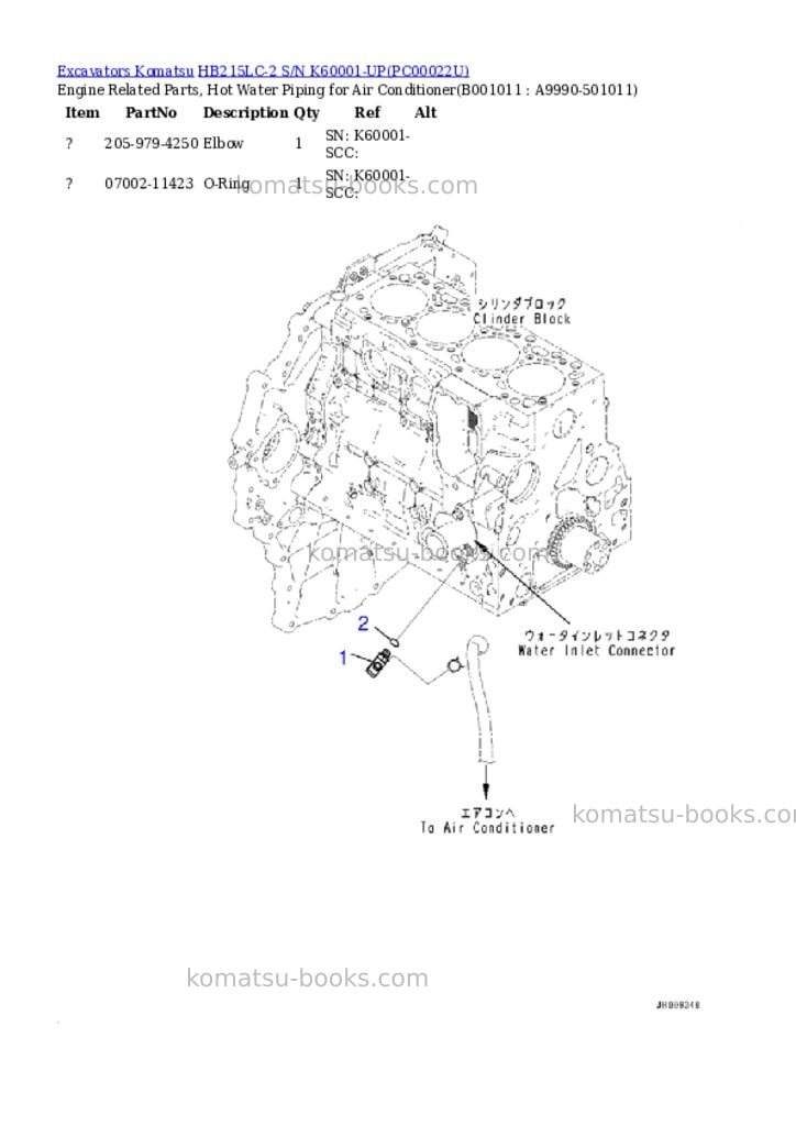 Komatsu hb215lc-2 s/n k60001-up Parts catalog cover Page 10
