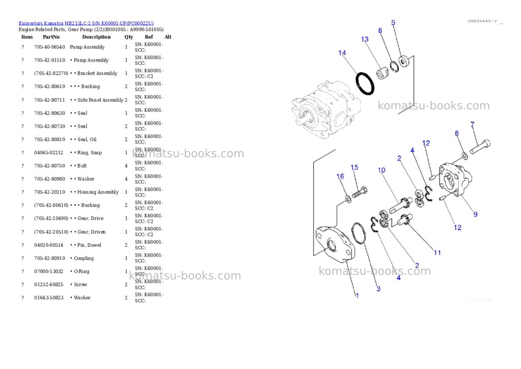Komatsu hb215lc-2 s/n k60001-up Parts catalog cover Page 4