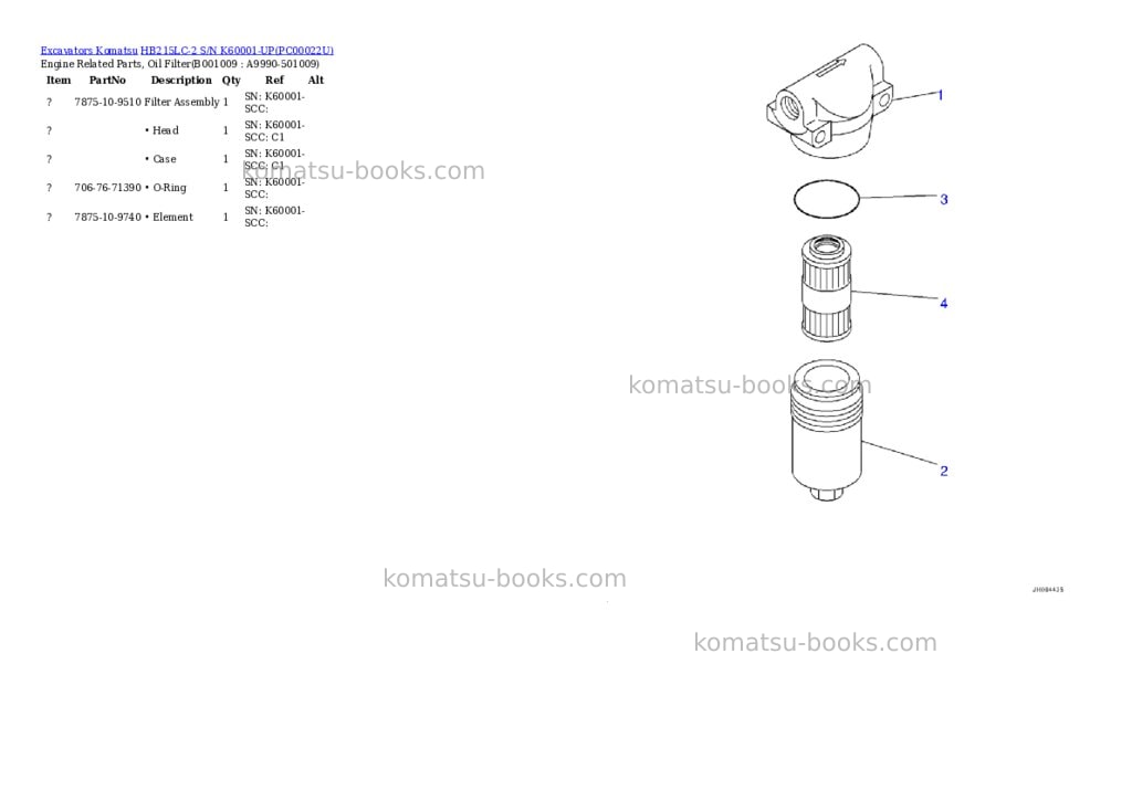 Komatsu hb215lc-2 s/n k60001-up Parts catalog cover Page 8