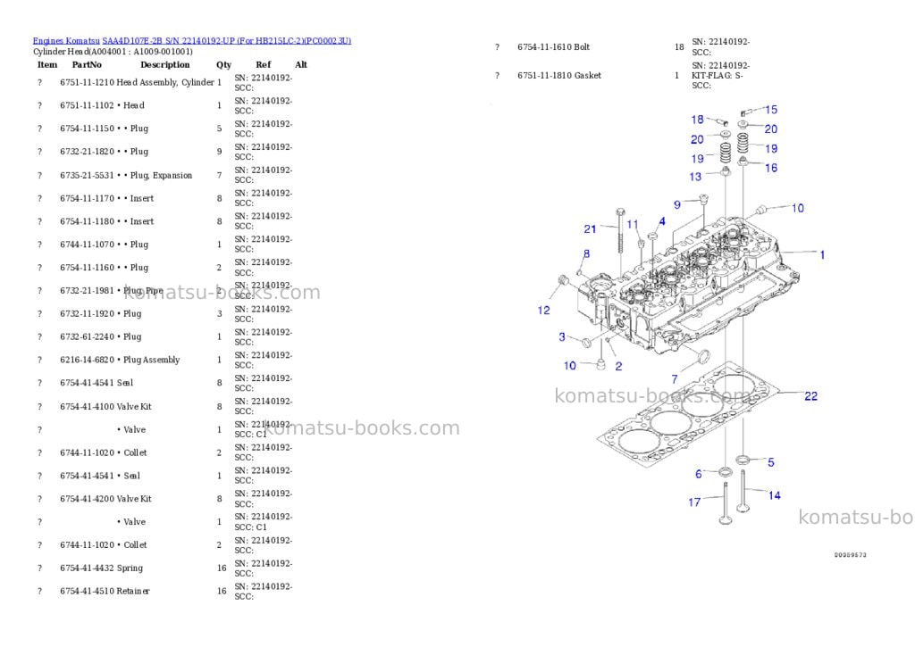 Komatsu saa4d107e-2b s/n 22140192-up for hb215lc-2 Parts catalog cover Page 3
