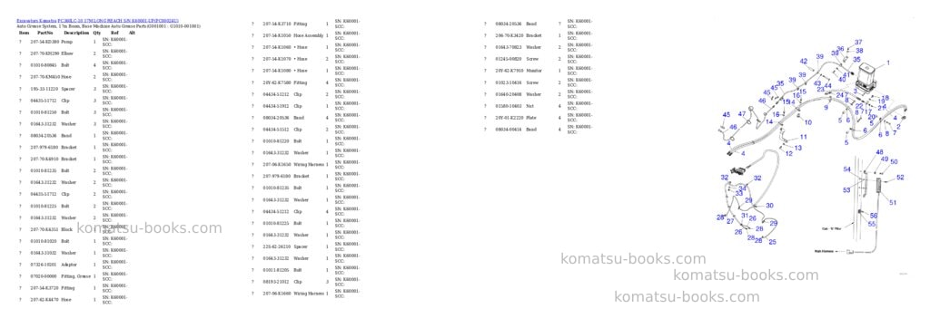 Komatsu pc360lc-10 17m long reach s/n k60001-up Parts catalog cover