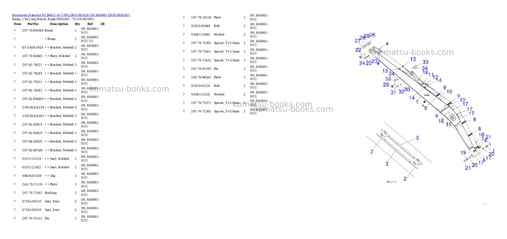Komatsu pc360lc-10 17m long reach s/n k60001-up Parts catalog cover Page 9