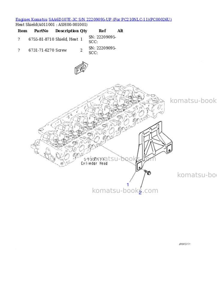 Komatsu saa6d107e-3c s/n 22209095-up for pc210nlc-11 Parts catalog cover Page 10