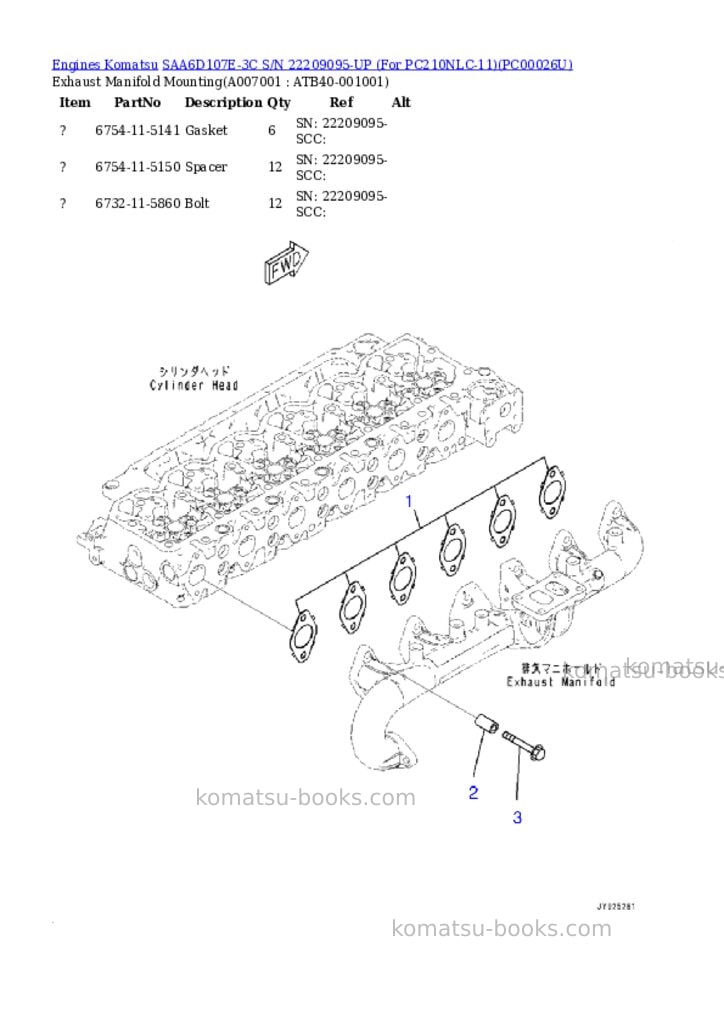 Komatsu saa6d107e-3c s/n 22209095-up for pc210nlc-11 Parts catalog cover Page 6