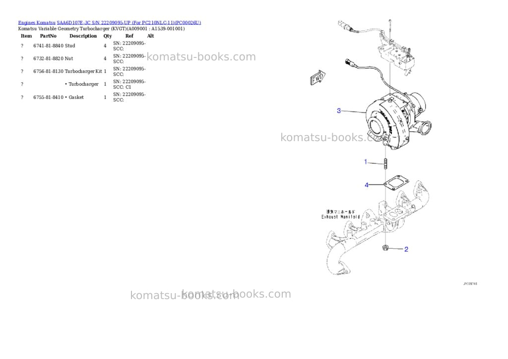 Komatsu saa6d107e-3c s/n 22209095-up for pc210nlc-11 Parts catalog cover Page 8
