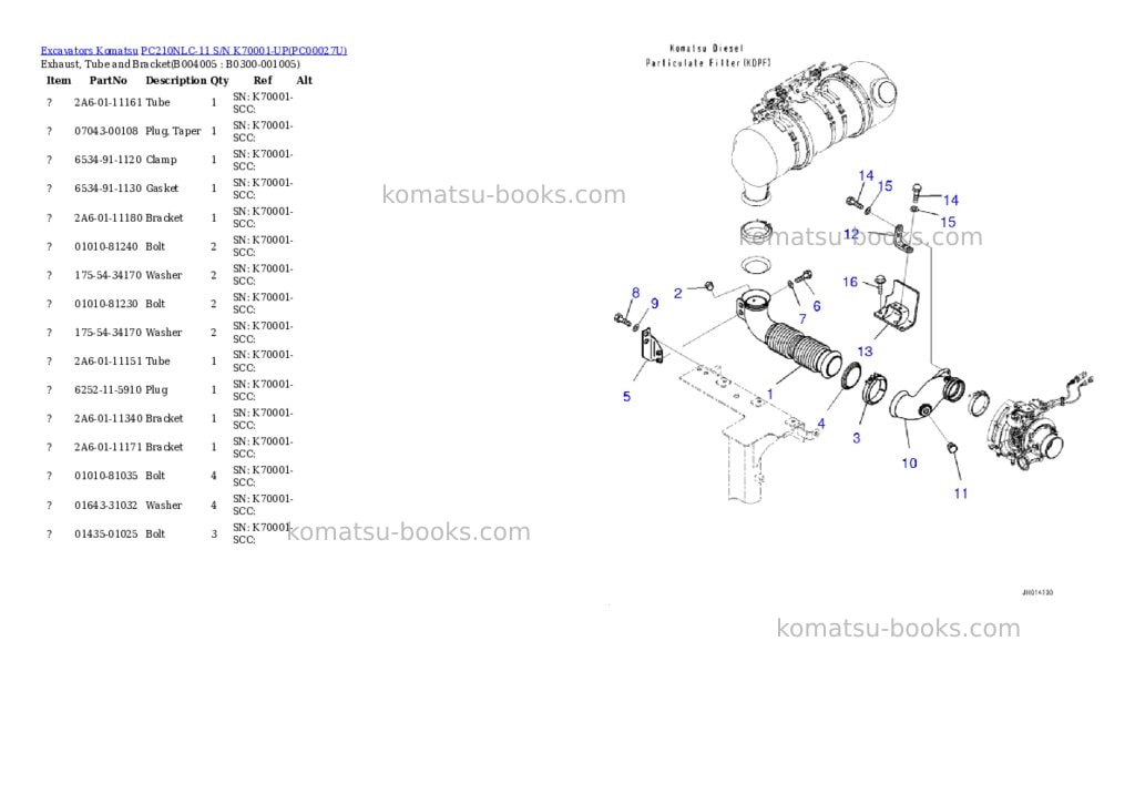 Komatsu pc210nlc-11 s/n k70001-up Parts catalog cover Page 10 Komatsu pc210nlc-11 s/n k70001-up Parts catalog cover Page 10