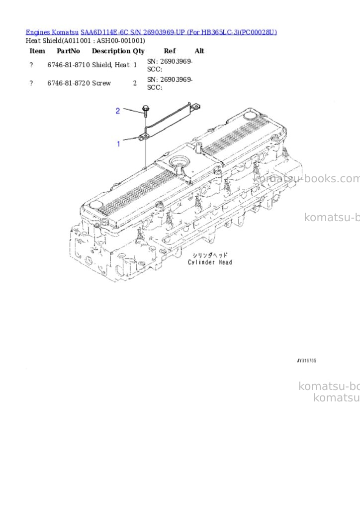 Komatsu saa6d114e-6c s/n 26903969-up for hb365lc-3 Parts catalog cover Page 10