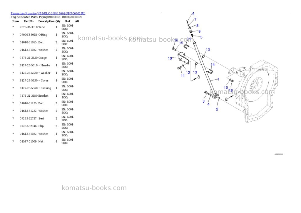 Komatsu hb365lc-3 s/n 5001-up Parts catalog cover Komatsu hb365lc-3 s/n 5001-up Parts catalog cover