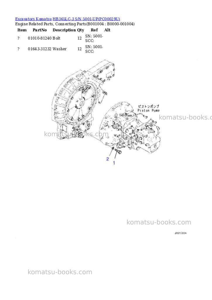 Komatsu hb365lc-3 s/n 5001-up Parts catalog cover Page 3 Komatsu hb365lc-3 s/n 5001-up Parts catalog cover Page 3