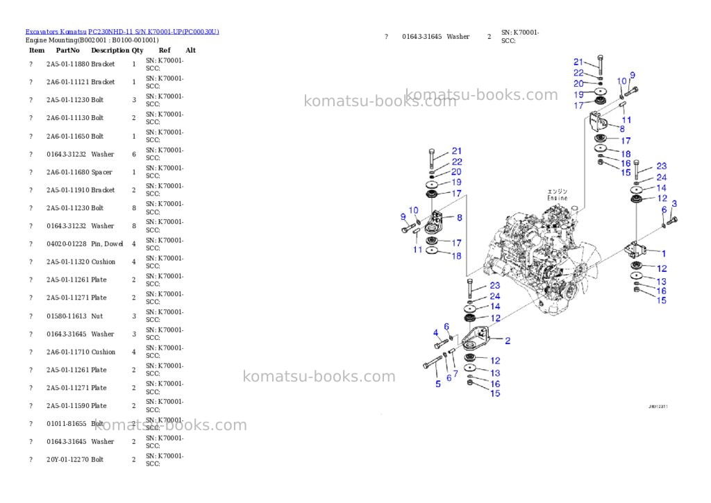 Komatsu pc230nhd-11 s/n k70001-up Parts catalog cover Page 3