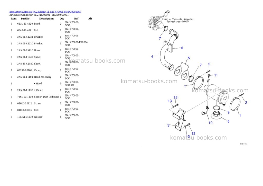 Komatsu pc230nhd-11 s/n k70001-up Parts catalog cover Page 4