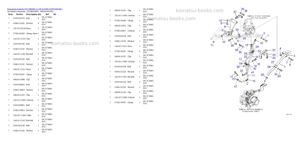 Komatsu pc230nhd-11 s/n k70001-up Parts catalog cover Page 5