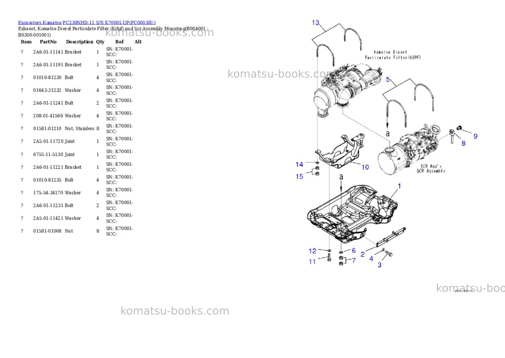 Komatsu pc230nhd-11 s/n k70001-up Parts catalog cover Page 6