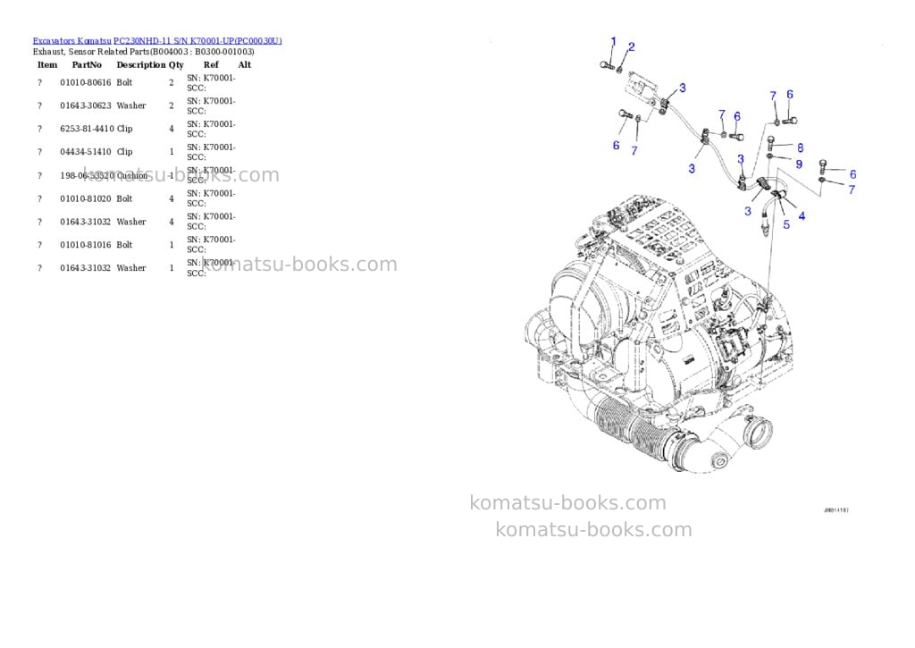 Komatsu pc230nhd-11 s/n k70001-up Parts catalog cover Page 8