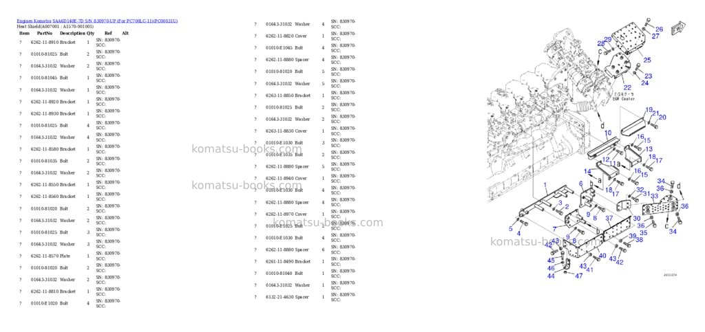 Komatsu saa6d140e-7d s/n 830970-up for pc700lc-11 Parts catalog cover Page 10
