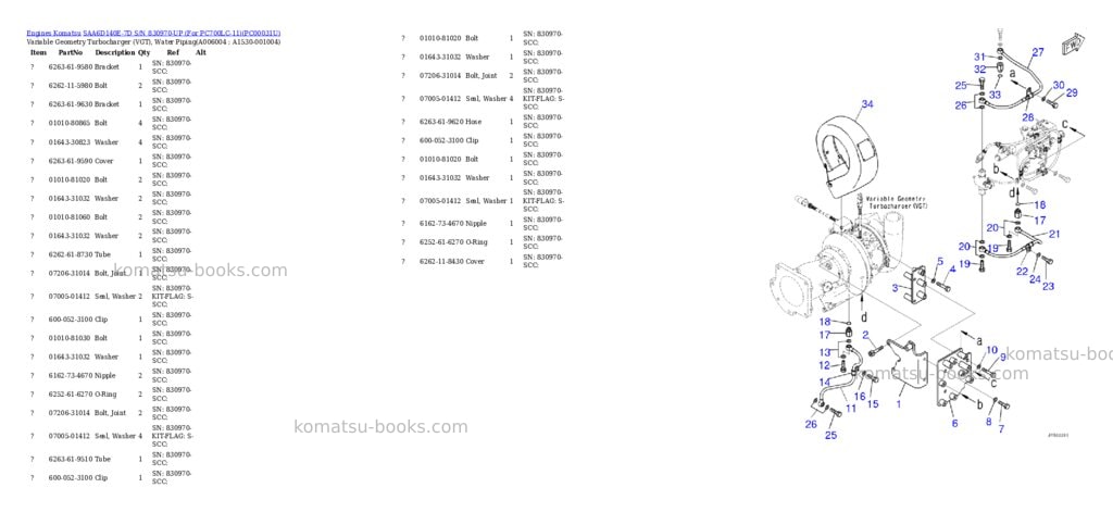 Komatsu saa6d140e-7d s/n 830970-up for pc700lc-11 Parts catalog cover Page 9