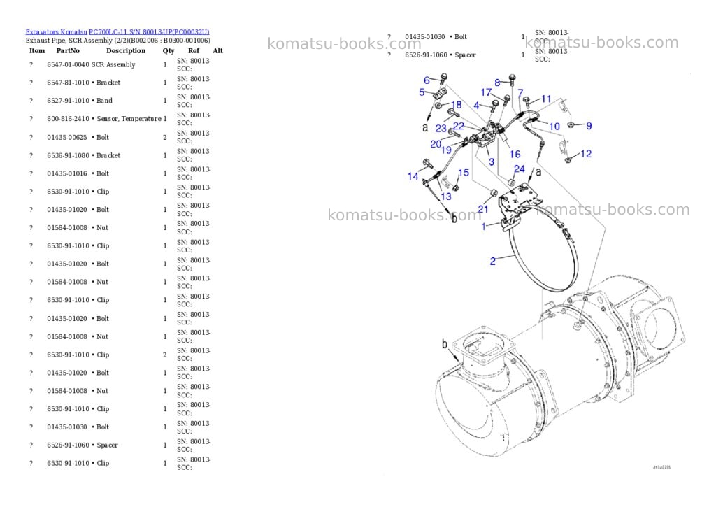 Komatsu pc700lc-11 s/n 80013-up Parts catalog cover Page 10 Komatsu pc700lc-11 s/n 80013-up Parts catalog cover Page 10