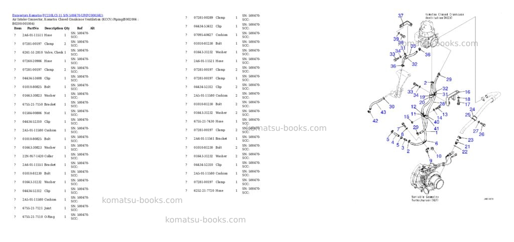 Komatsu pc210lci-11 s/n 500470-up Parts catalog cover Page 4 Komatsu pc210lci-11 s/n 500470-up Parts catalog cover Page 4
