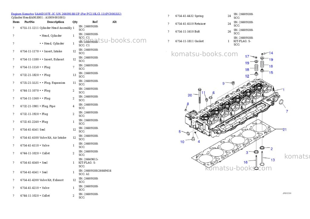 Komatsu saa6d107e-3c s/n 26609188-up for pc210lci-11 Parts catalog cover Page 2