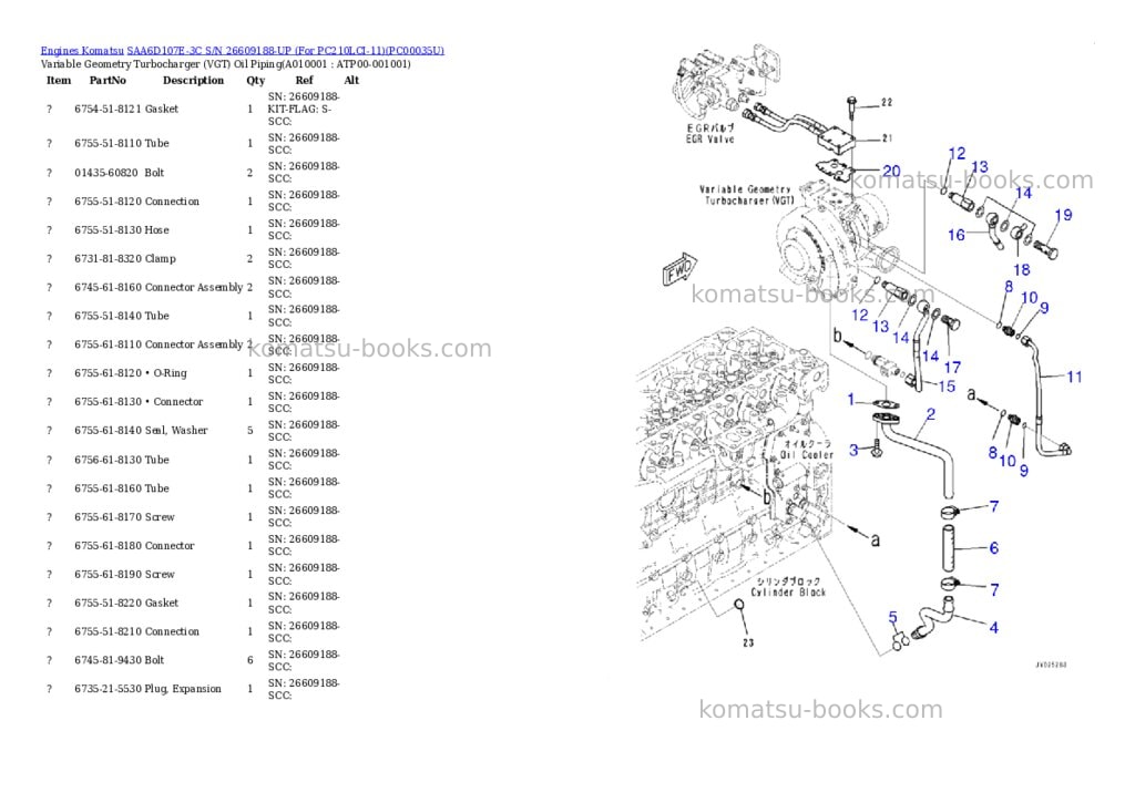 Komatsu saa6d107e-3c s/n 26609188-up for pc210lci-11 Parts catalog cover Page 9