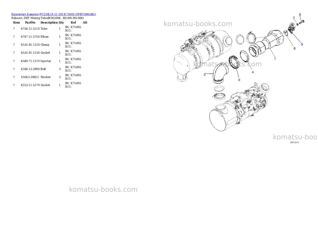 Komatsu pc210lci-11 s/n k75001-up Parts catalog cover Page 10