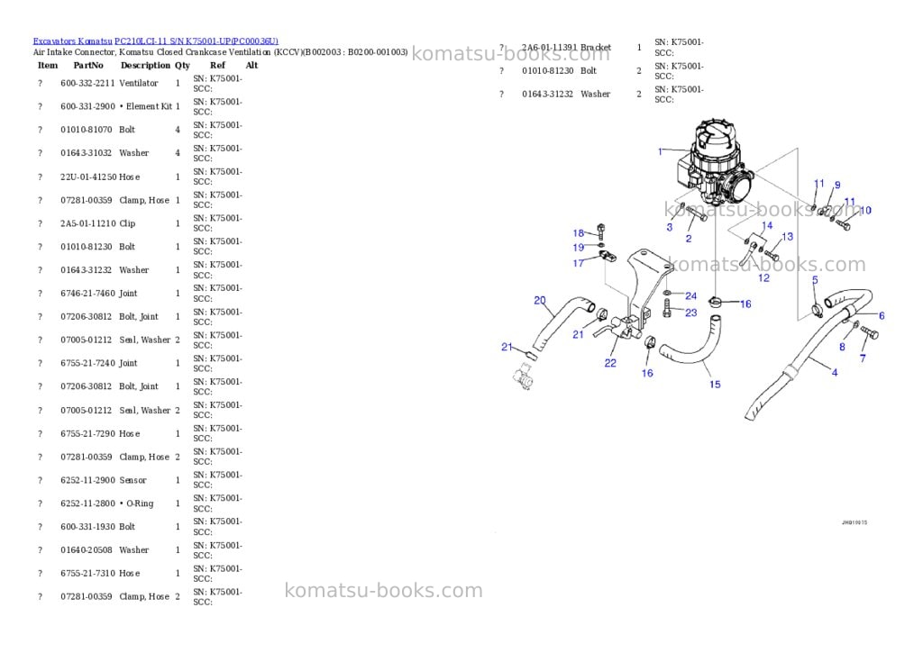 Komatsu pc210lci-11 s/n k75001-up Parts catalog cover Page 3