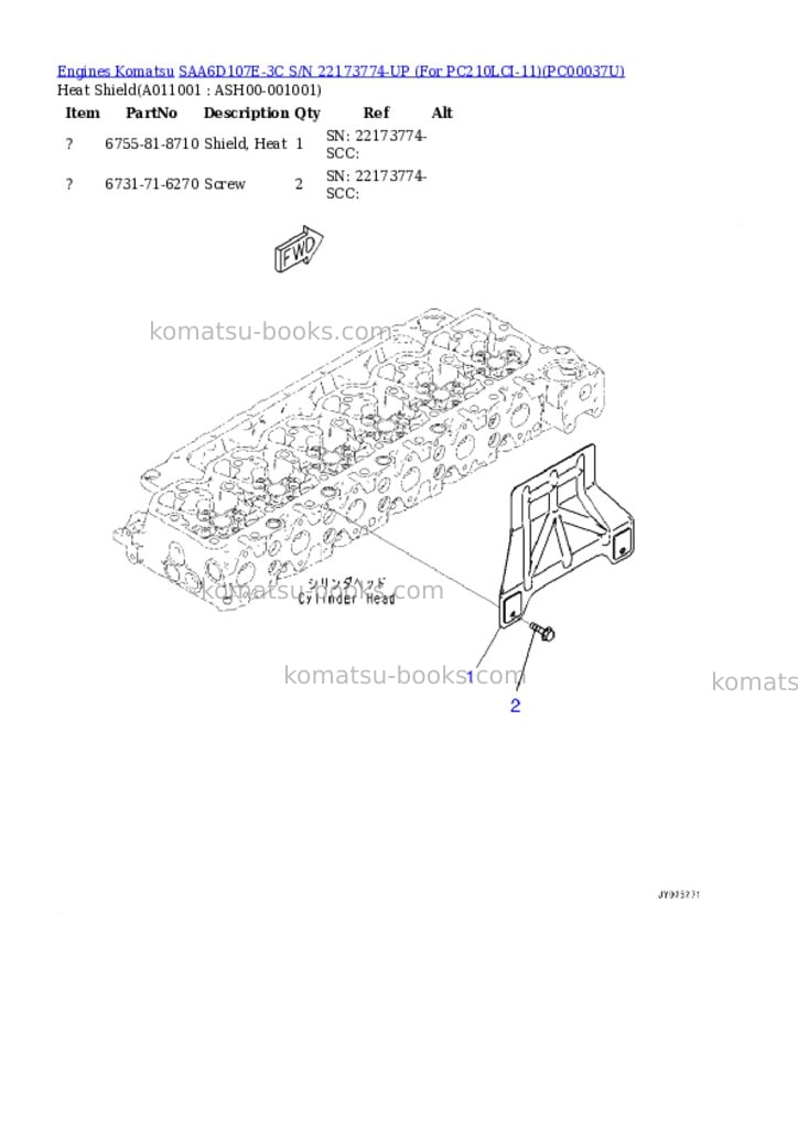 Komatsu saa6d107e-3c s/n 22173774-up for pc210lci-11 Parts catalog cover Page 10 Komatsu saa6d107e-3c s/n 22173774-up for pc210lci-11 Parts catalog cover Page 10