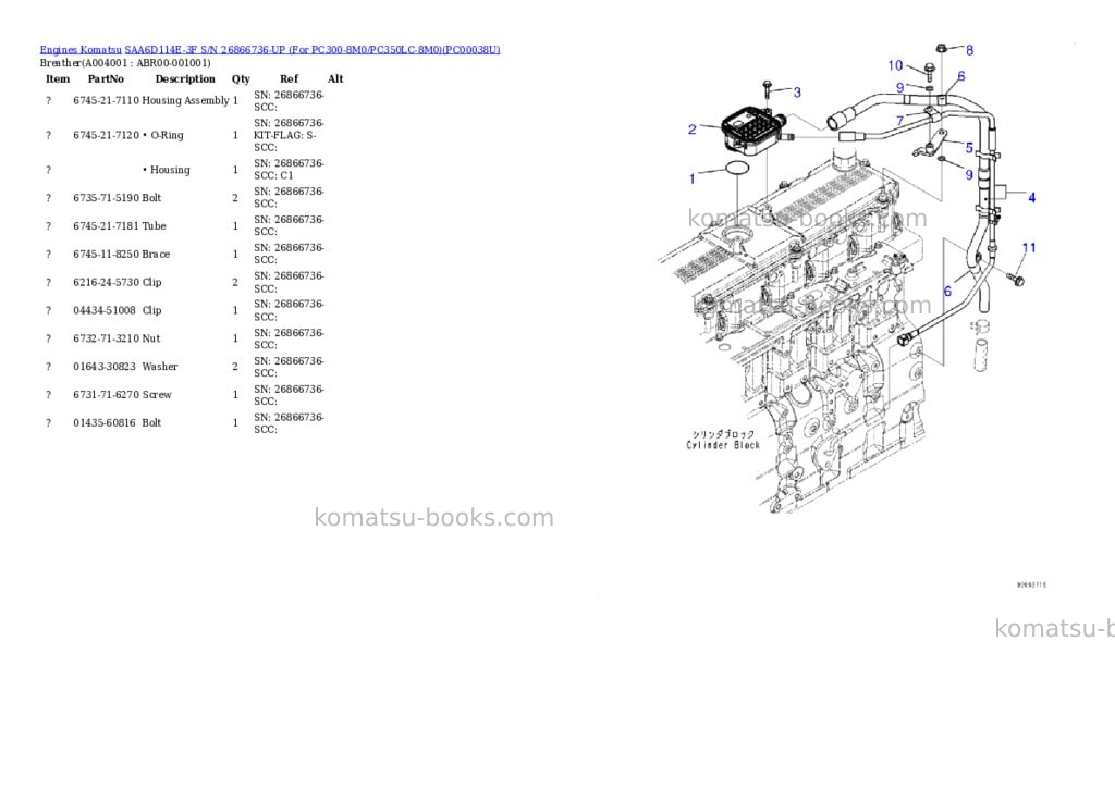 Komatsu saa6d114e-3f s/n 26866736-up for pc300-8m0/pc350lc-8m0 Parts catalog cover Page 3