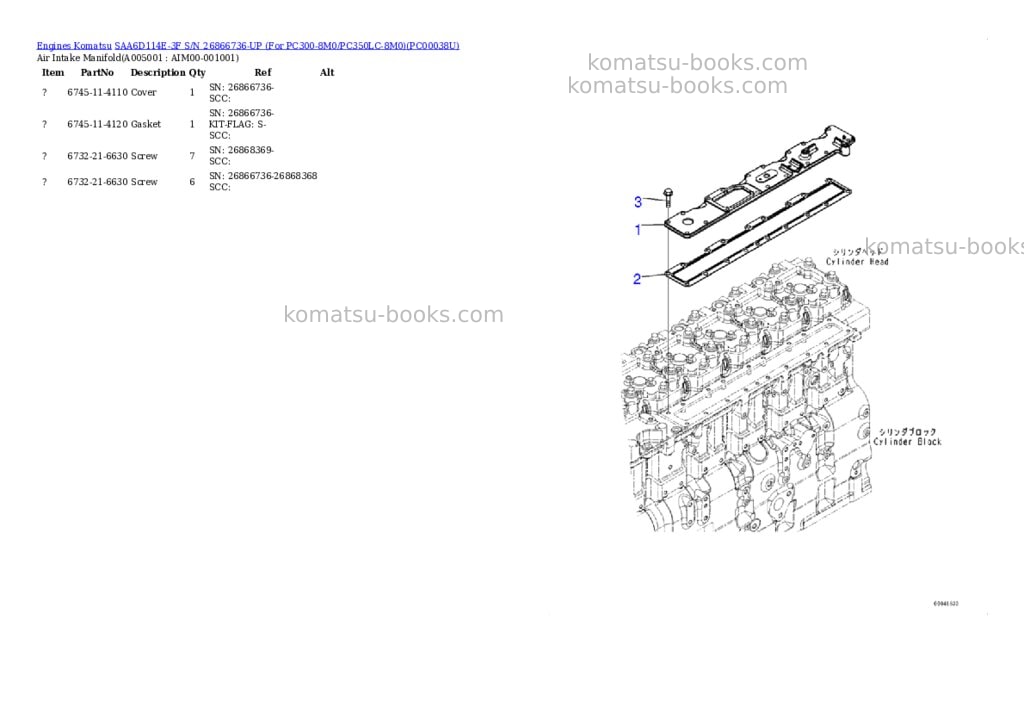 Komatsu saa6d114e-3f s/n 26866736-up for pc300-8m0/pc350lc-8m0 Parts catalog cover Page 4