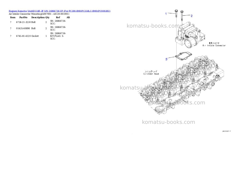 Komatsu saa6d114e-3f s/n 26866736-up for pc300-8m0/pc350lc-8m0 Parts catalog cover Page 6
