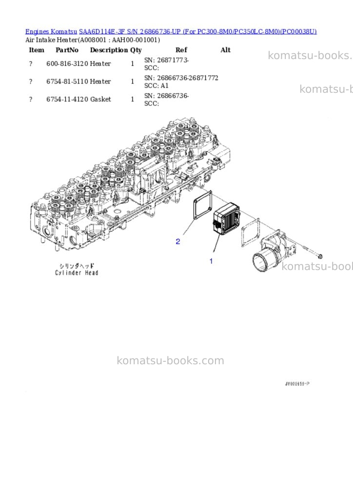 Komatsu saa6d114e-3f s/n 26866736-up for pc300-8m0/pc350lc-8m0 Parts catalog cover Page 7