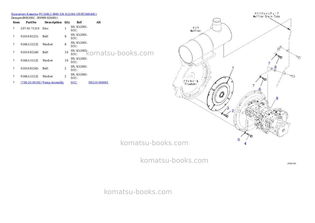 Komatsu pc350lc-8m0 s/n k52001-up Parts catalog cover Page 2 Komatsu pc350lc-8m0 s/n k52001-up Parts catalog cover Page 2