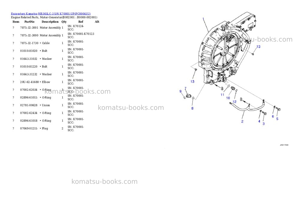 Komatsu hb365lc-3 s/n k70001-up Parts catalog cover Page 4