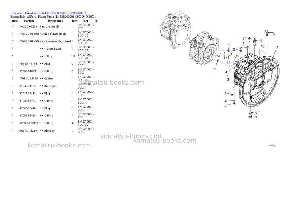Komatsu hb365lc-3 s/n k70001-up Parts catalog cover Page 5