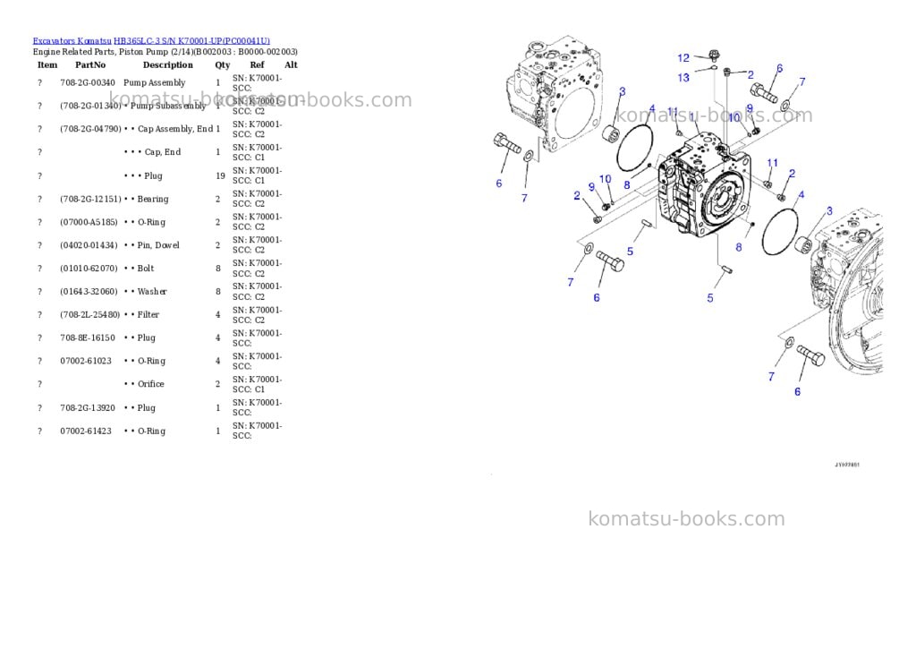 Komatsu hb365lc-3 s/n k70001-up Parts catalog cover Page 6