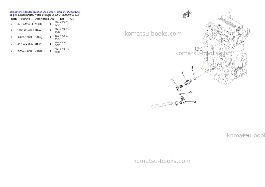 Komatsu hb365nlc-3 s/n k70001-up Parts catalog cover Page 2 Komatsu hb365nlc-3 s/n k70001-up Parts catalog cover Page 2