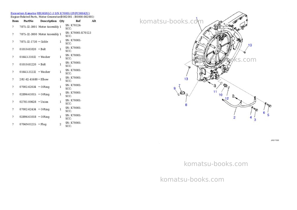 Komatsu hb365nlc-3 s/n k70001-up Parts catalog cover Page 4 Komatsu hb365nlc-3 s/n k70001-up Parts catalog cover Page 4