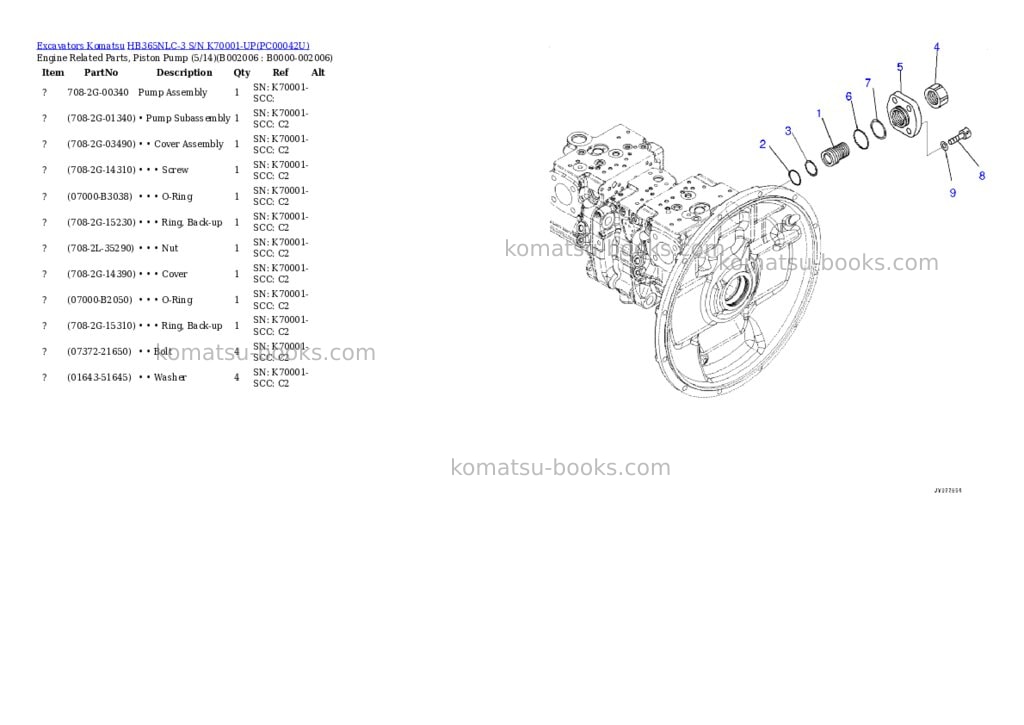 Komatsu hb365nlc-3 s/n k70001-up Parts catalog cover Page 9 Komatsu hb365nlc-3 s/n k70001-up Parts catalog cover Page 9