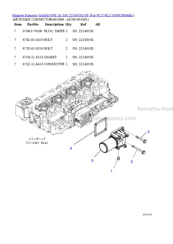 Komatsu saa4d107e-2a s/n 22140192-up for pc170lc-10 Parts catalog cover Page 5 Komatsu saa4d107e-2a s/n 22140192-up for pc170lc-10 Parts catalog cover Page 5