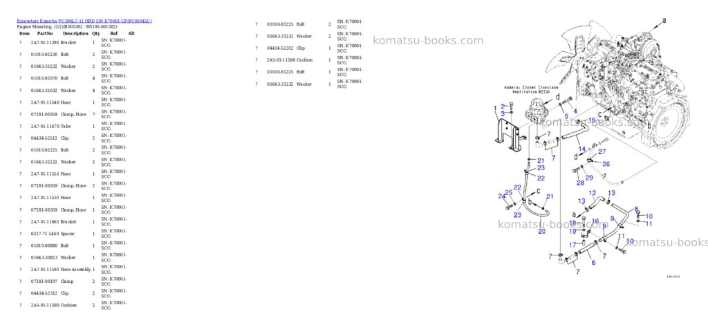 Komatsu pc390lc-11 hrd s/n k70001-up Parts catalog cover Komatsu pc390lc-11 hrd s/n k70001-up Parts catalog cover