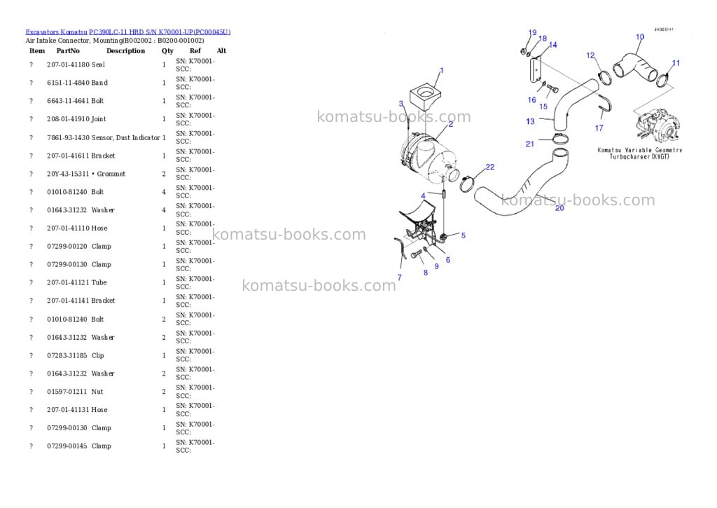 Komatsu pc390lc-11 hrd s/n k70001-up Parts catalog cover Page 3 Komatsu pc390lc-11 hrd s/n k70001-up Parts catalog cover Page 3