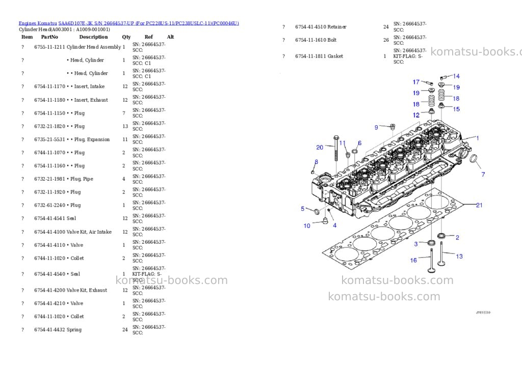 Komatsu saa6d107e-3k s/n 26664537-up for pc228us-11/pc238uslc-11 Parts catalog cover Page 2